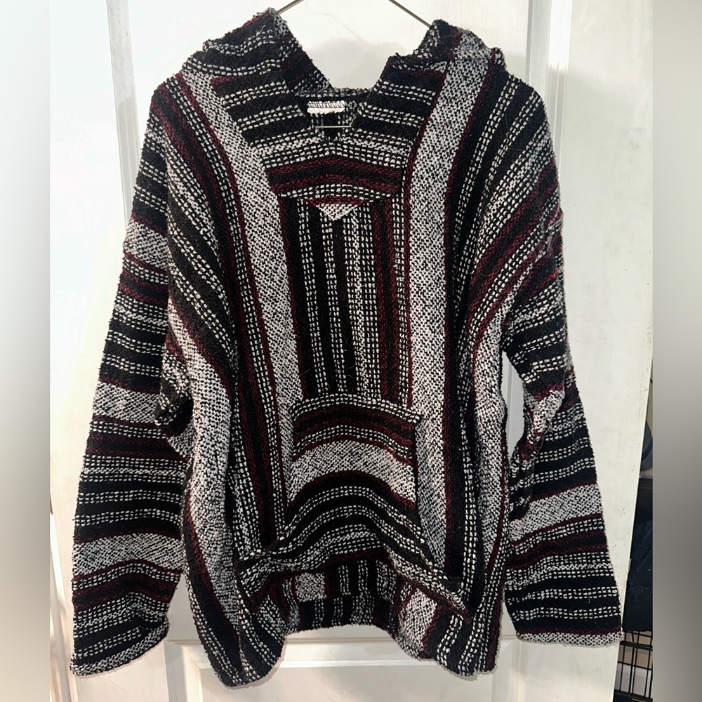 Striped Black, Red, and White Men’s/Women's Unisex Mexican hoodie